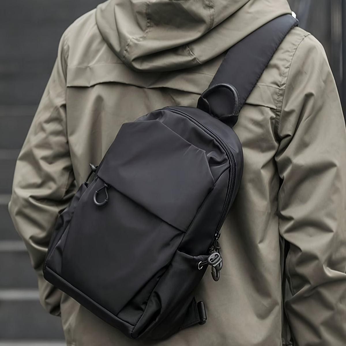 Men’s Sling Backpack – Compact Chest Crossbody Bag with Adjustable Strap & Multiple Pockets